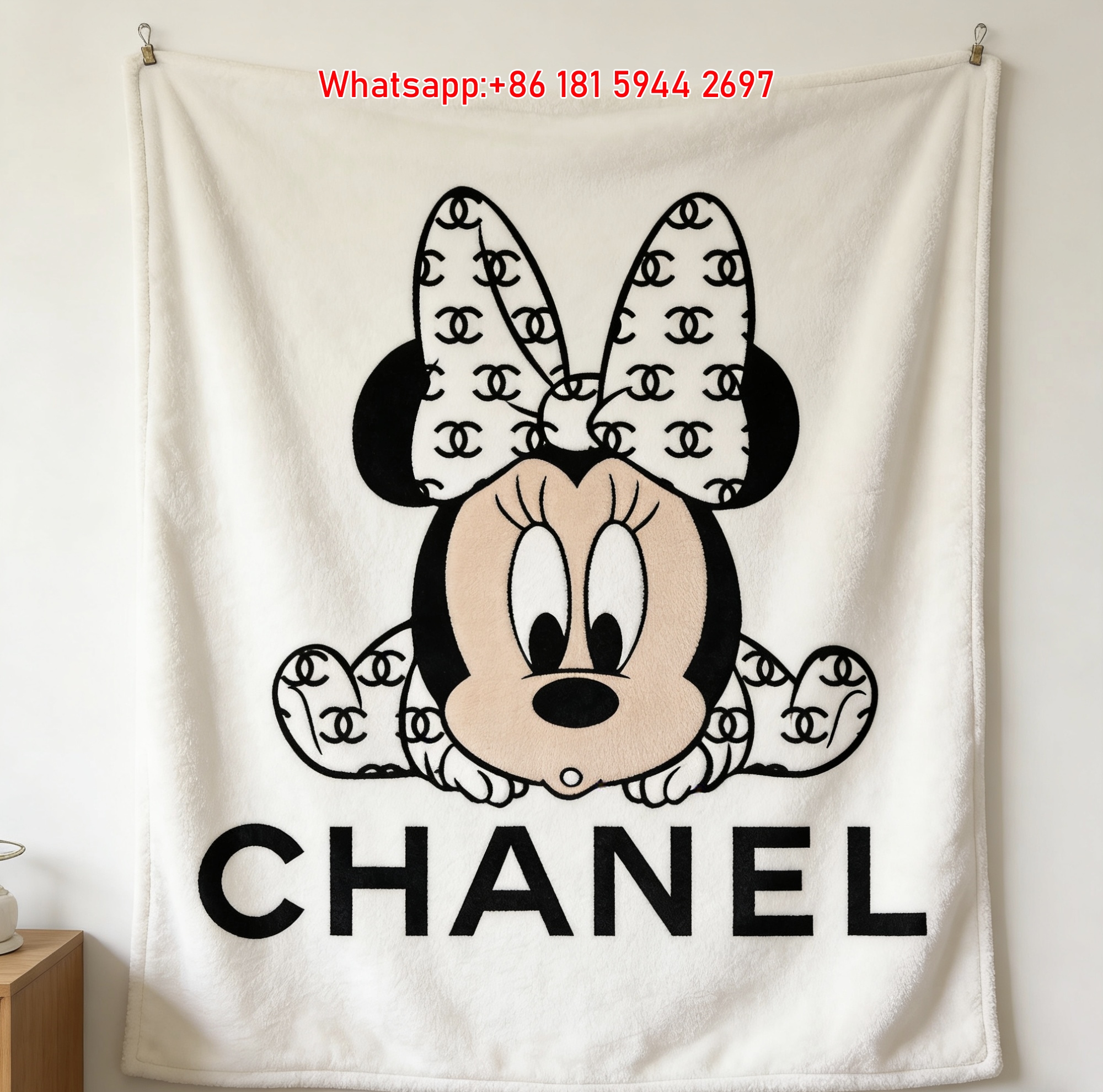 Chanel Minnie Mouse Monogram Flannel Sofa Throw Blanket IMG_7261